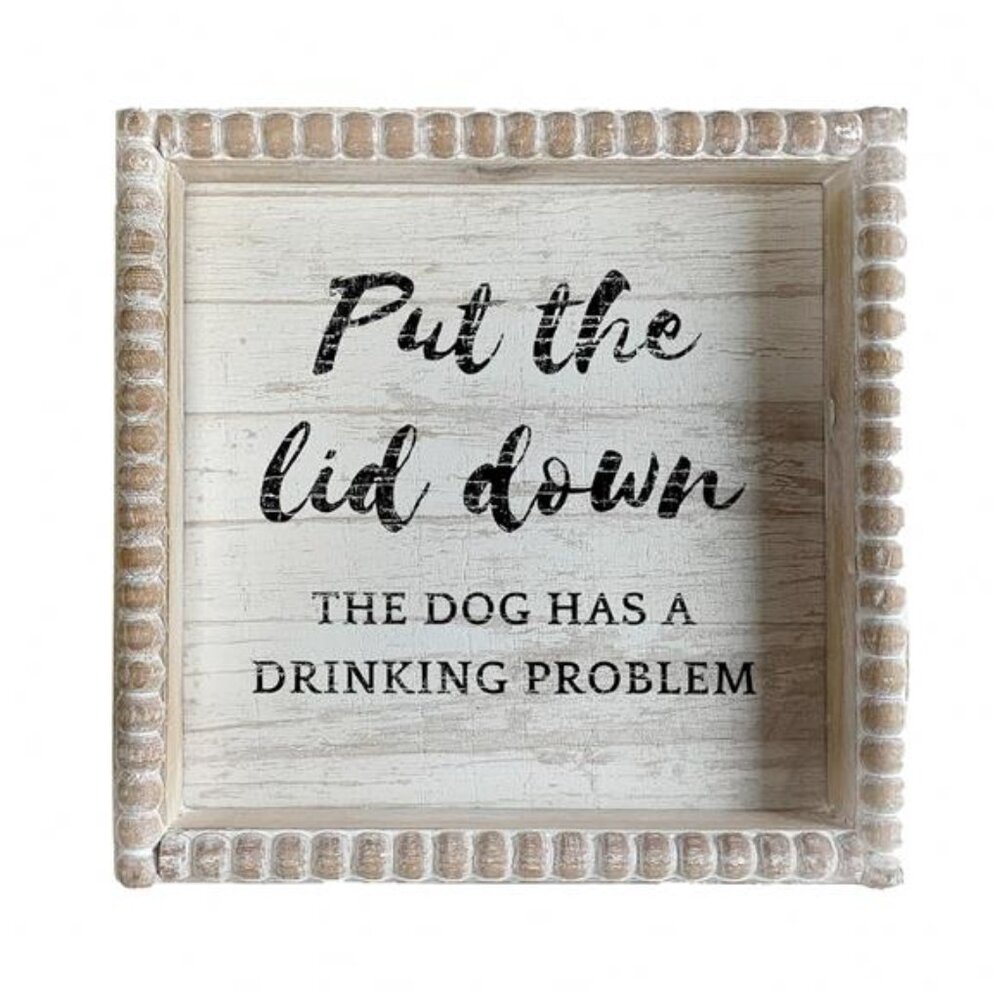 Boho Farmhouse Wooden Framed Bathroom Decor Signs, Funny Restroom Decorative